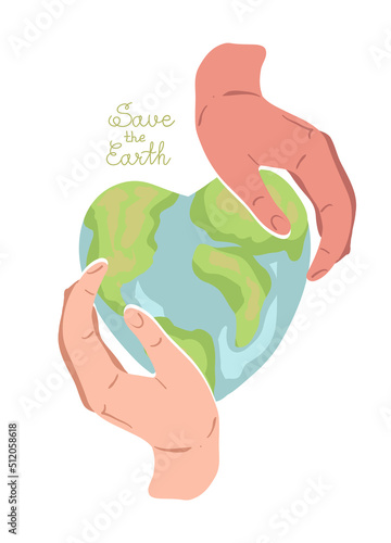 Earth Day. Vector illustration for postcards, stickers, posters. Hands holding the earth. Ecology