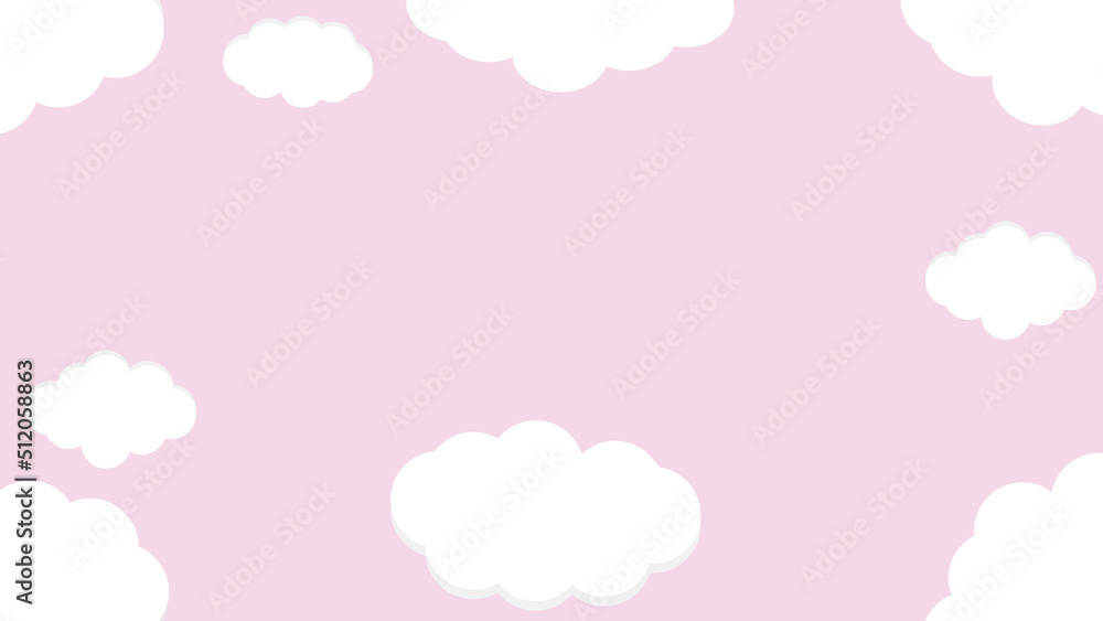 cute cloud illustration on pink background, perfect for wallpaper, backdrop, postcard, background  for your design