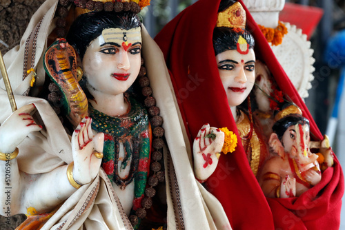 Lord Shiva and his wife Parvati, statues of Hindu gods, Kathmandu, Nepal photo