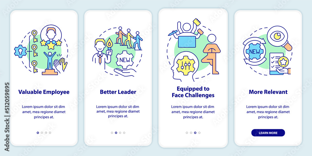 Benefits of workplace adaptability onboarding mobile app screen ...