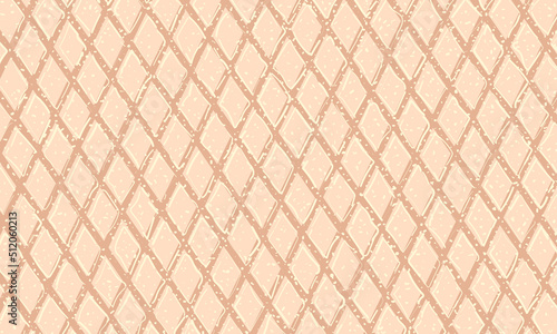 Ice cream waffle texture surface, hand drawn vector background