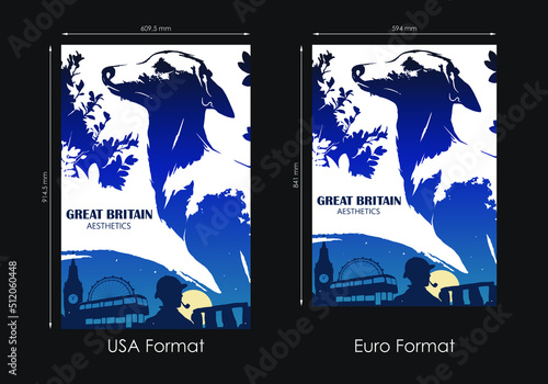 Abstract poster or cover template with Greyhound, Great Britain photo