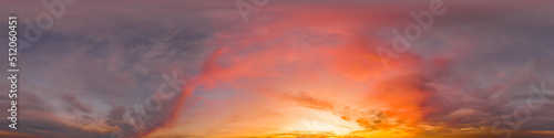 Fototapet Dark blue sunset sky panorama with pink Cumulus clouds