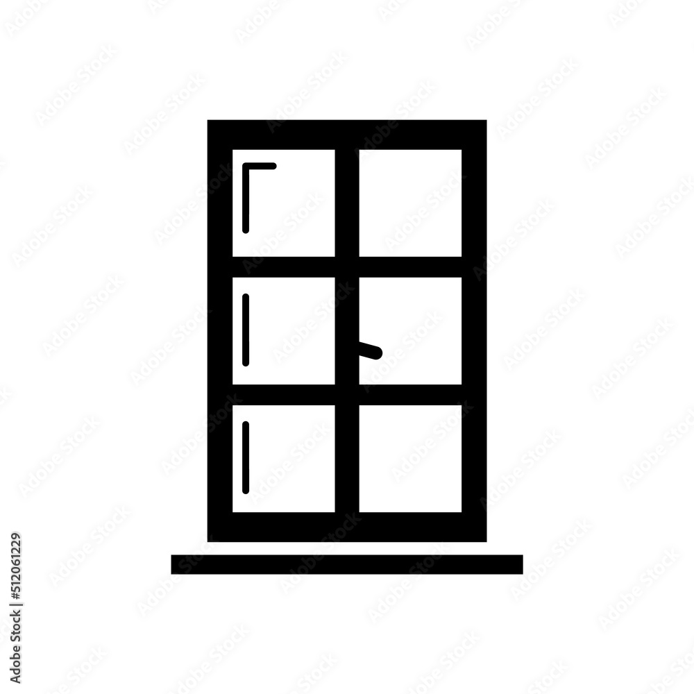 Windows icon, glyph style. Architecture elements. Black icons isolated Windows icon, glyph style. Architecture elements. Black icons isolated