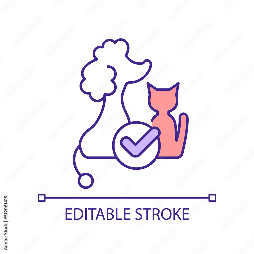 Pet friendly apartment RGB color icon. Dog and pet allowed hotel