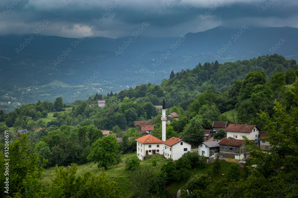 Mosque in a small Bosnian village in the mountains.