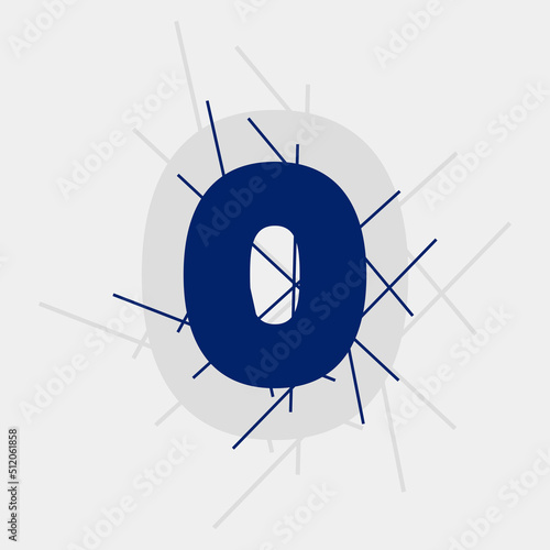 0 Numeric text conceptual logo vector design. Zero number with line shape. 0 digit logo, t-shirt,  and graphic element. 
