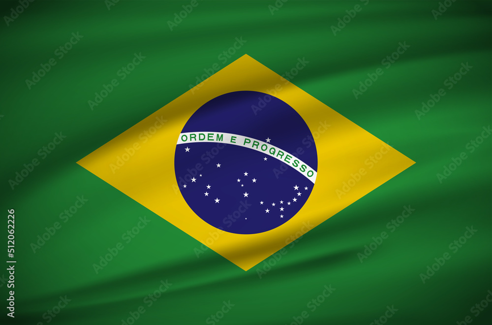 Fototapeta premium Realistic Wavy Brazil flag background vector. Brazil Independence Day Vector Illustration.