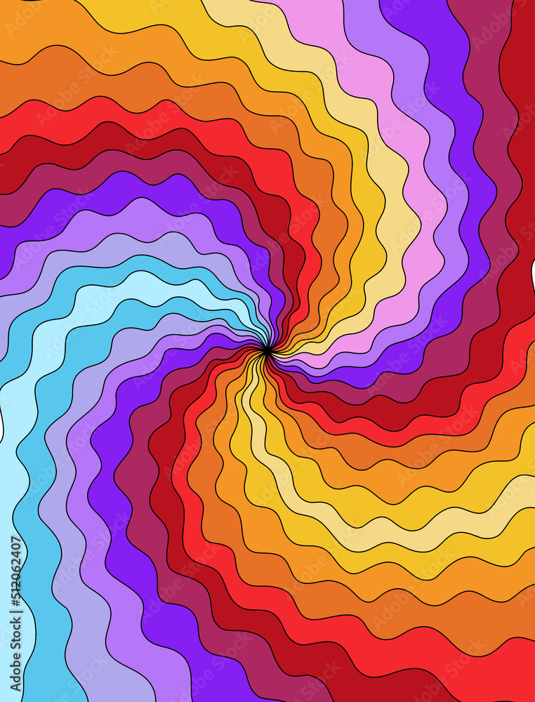retro groovy background 60s-70s. Abstract colorful wavy background ...
