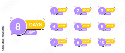 Countdown set icon. Banner with days left text Vector illustration. 1 to 10 days before an important event, a holiday, the end of a discount. Vector line icon for Business and Advertising
