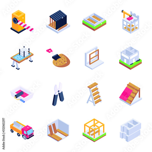 Under Construction Tools Isometric Icons
