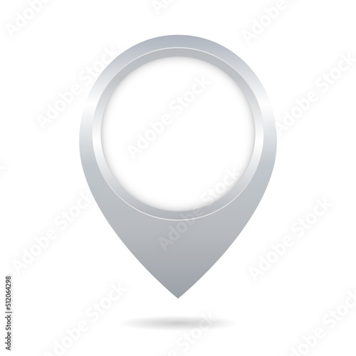 Silver map point. Location.