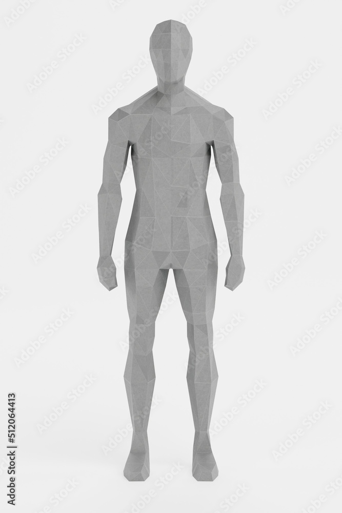 3D Render of Artificial Low-poly Character