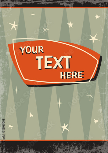 1950s Mid Century Modern Vintage Poster. Retro Grunge Background Illustration