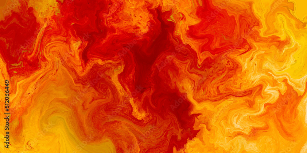 Fire flames on a black background with Luxurious colorful liquid marble surfaces design. Abstract color acrylic pours liquid marble surface design. Beautiful fluid abstract paint background. - obrazy, fototapety, plakaty 