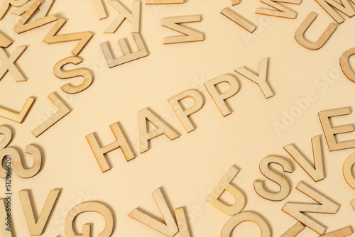 HAPPY sign with wooden letters