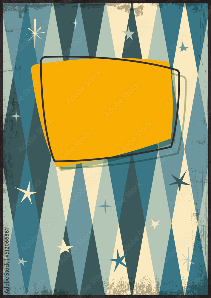Mid Century Modern Vintage Background. 1950s Retro Style Grunge Illustration Stock Vector
