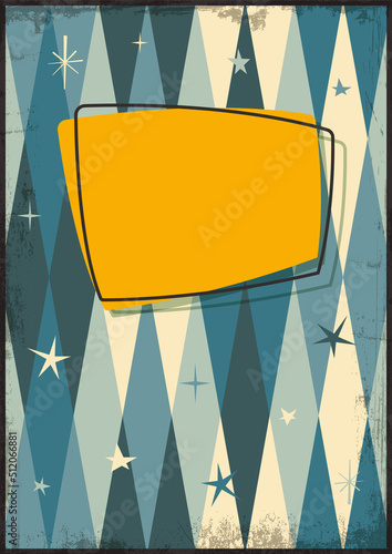 Mid Century Modern Vintage Background. 1950s Retro Style Grunge Illustration