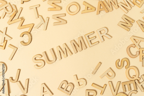 SUMMER word made by wooden letter