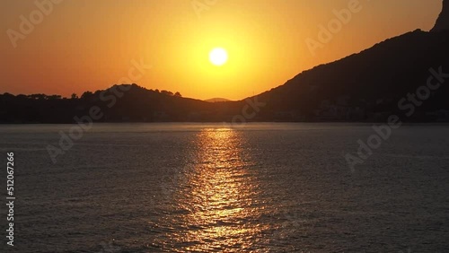 sunset on the Dodecanese Islands. From Kalymnos island Greece photo