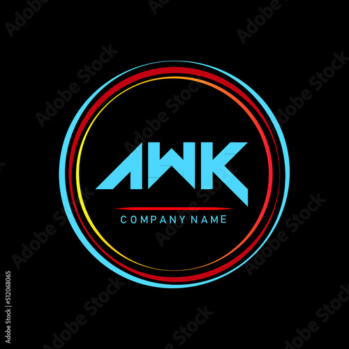 AWK ,A W K letter logo design with Circle, round shape, AWK alphabet logo design monogram ,
AWK vector logo template with red color, AWK logo simple, elegant, luxurious logo, photo