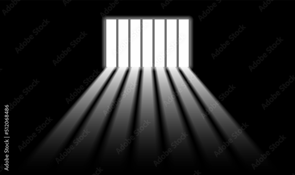 Vector illustration of prison bars window on dark wall. Realistic prison room window background. Jail window with bars. Jail break. Vector illustration of prison bars window on dark wall. Realistic prison room window background. Jail window with bars. Jail break.