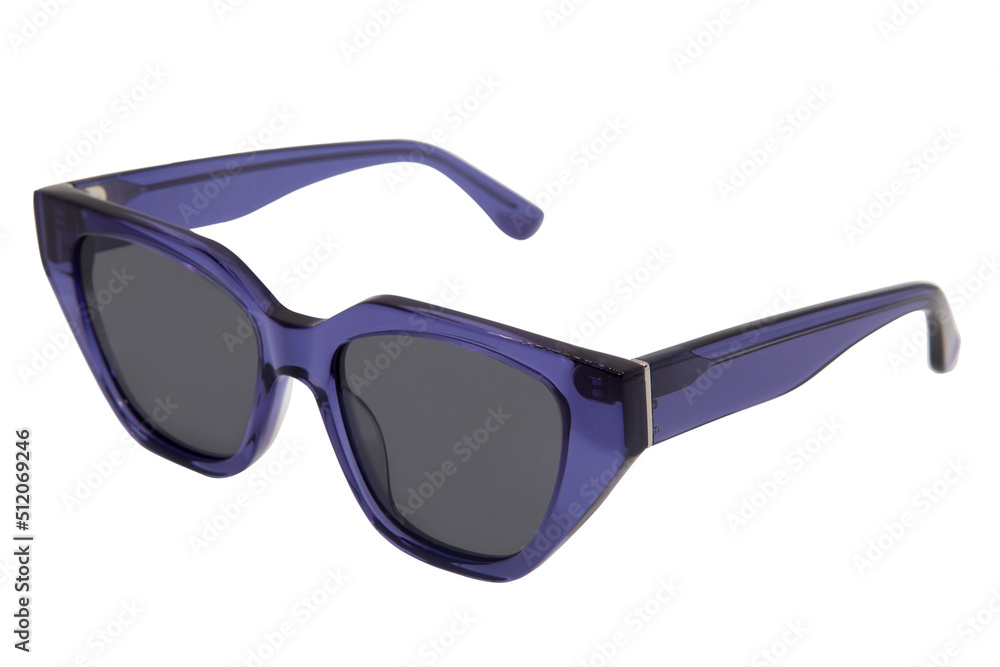 Sunglasses for female black shades with Purple frame front side view