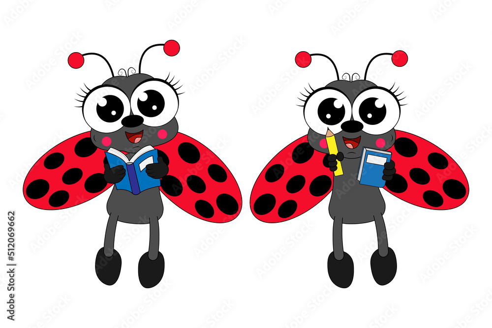 Obraz premium cute ladybug cartoon illustration graphic