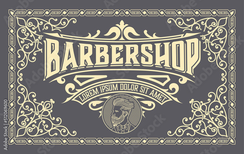 Vintage Barbershop label in vintage style
