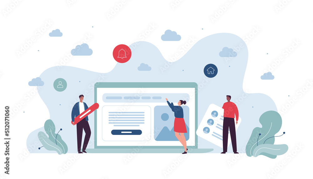 UI, UX and web design concept. Vector flat character illustration ...