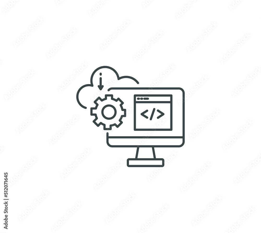 computer cloud services icon isolated white background computer cloud services icon isolated white background