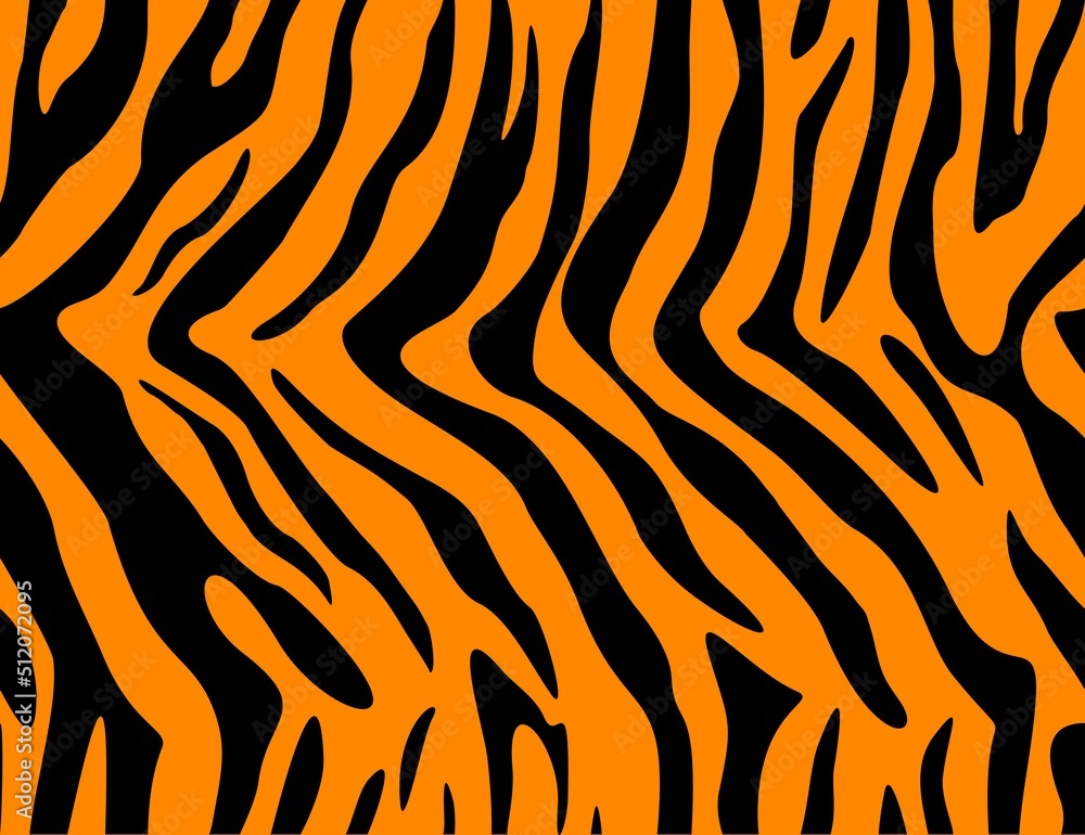 Animal pattern tiger vector texture seamless stripes on orange background, camouflage.