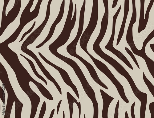  Animal print zebra seamless pattern, vector stripes on white background. Texture on textile