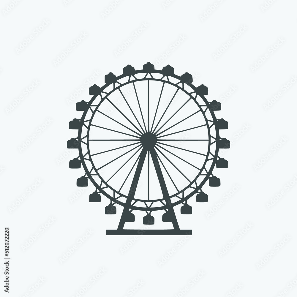 London eye icon. London eye vector symbol. Linear style sign for mobile concept and web design. London eye symbol illustration. - obrazy, fototapety, plakaty 