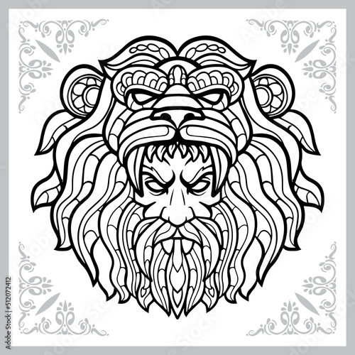 Hercules head zentangle arts, isolated on white background