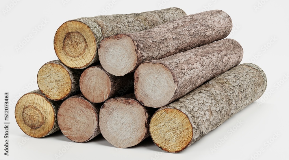 Realistic 3D Render of Tree Logs Realistic 3D Render of Tree Logs