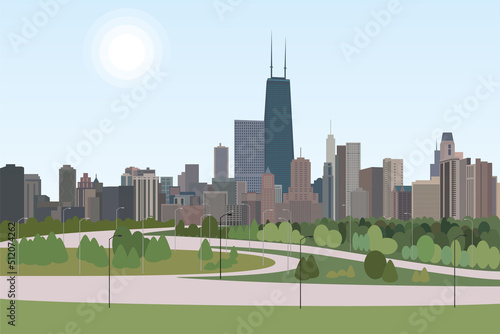 City and park landscape