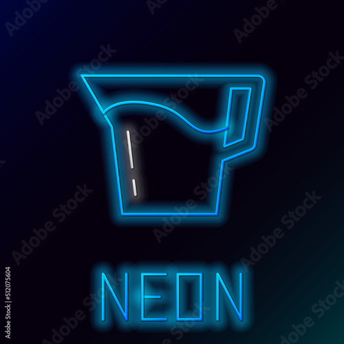 Glowing neon line Jug glass with water icon isolated on black background. Kettle for water. Glass decanter with drinking water. Colorful outline concept. Vector