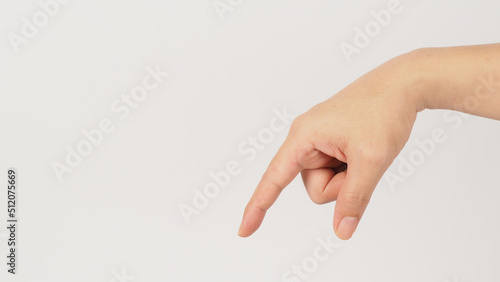 Fah hand sign (pitch) or the inspirng tone on white background .The sign of tone in key