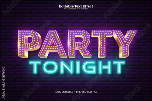 Party Tonight editable text effect in modern trend style
