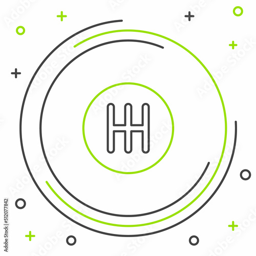 Line Gear shifter icon isolated on white background. Transmission icon. Colorful outline concept. Vector