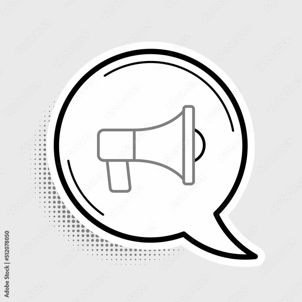 Line Megaphone icon isolated on grey background. Speaker sign. Colorful outline concept. Vector Line Megaphone icon isolated on grey background. Speaker sign. Colorful outline concept. Vector