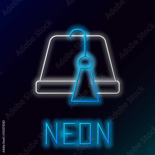 Glowing neon line Turkish hat icon isolated on black background. Colorful outline concept. Vector