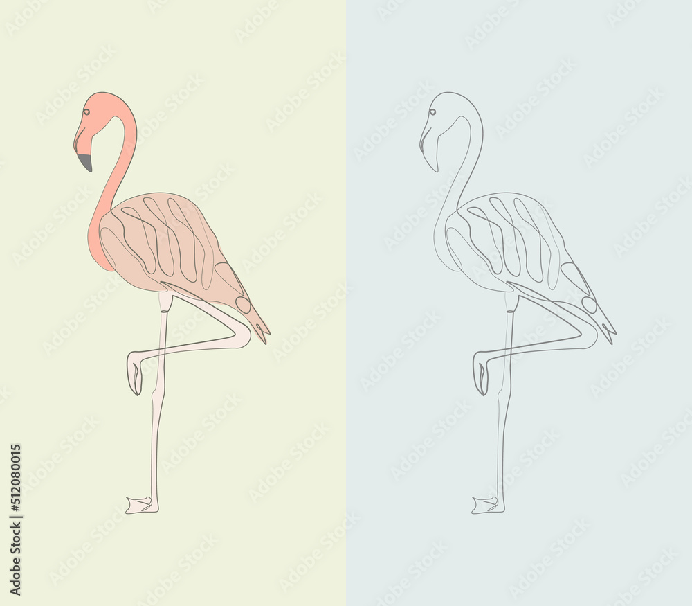 Abstract Flamingo line drawing vector art illustration