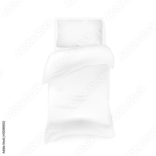 Single bed linen template, 3d realistic vector illustration isolated on white.