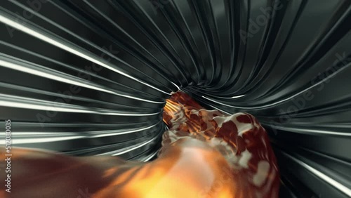 Fuel and oil passing through an iron pipe. Automobile maintenance concept. 4k Close-up