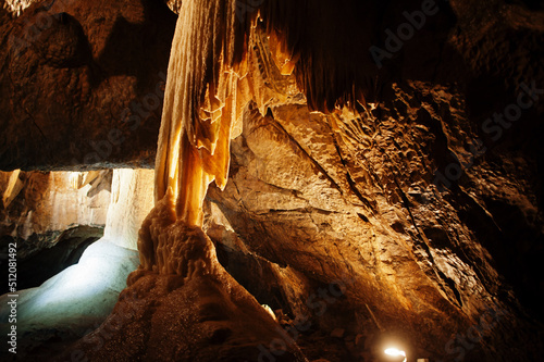 Stalactite of Punkva Caves, Czech Republic.