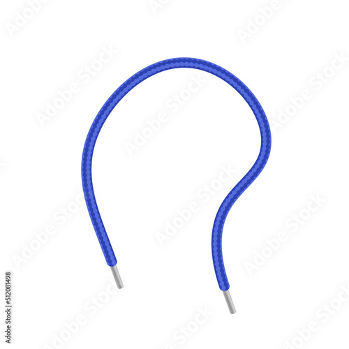 Shoelace blue cord single element mockup, realistic vector illustration isolated.
