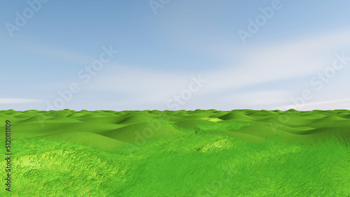 Meadow with sky background. 3D illustration, 3D rendering 