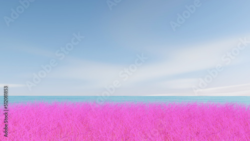 Meadow with sky background. 3D illustration, 3D rendering	